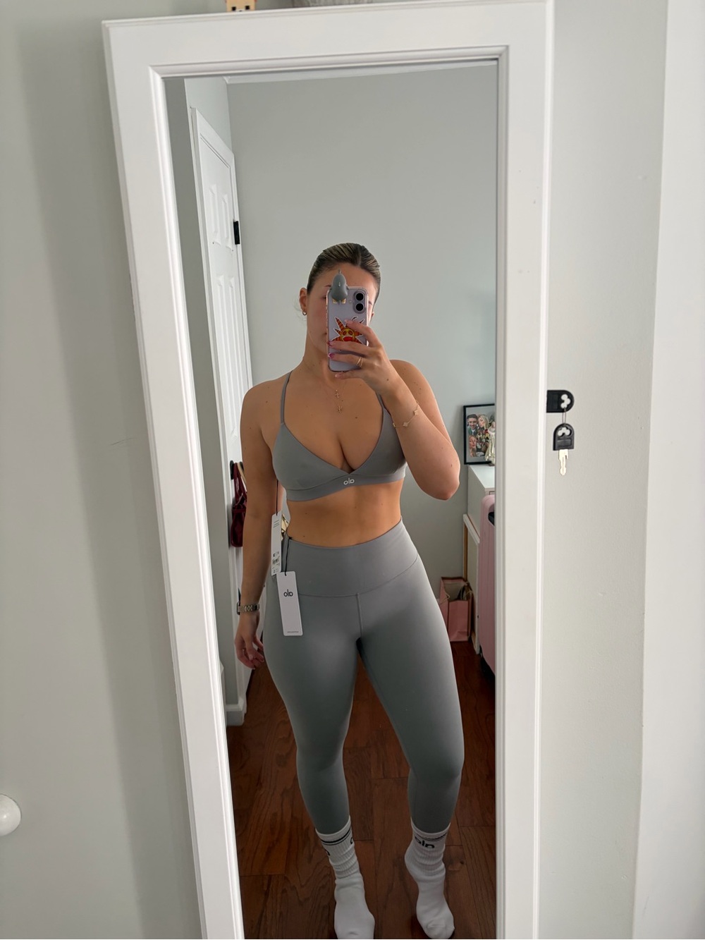ALO Yoga Grey Seamless Sports Bralette & High-Waist Leggings